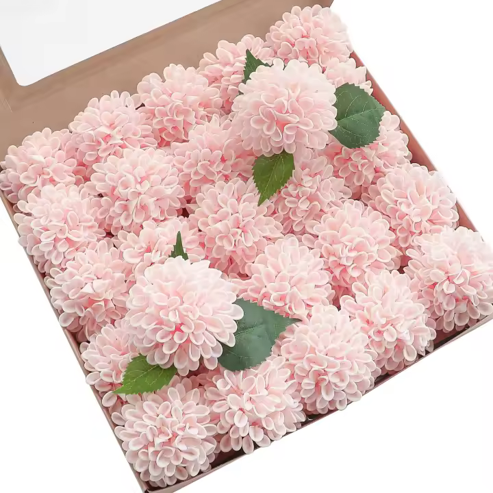 25pcs Flores Artificiales De Dalia Rosa Blush Con Tallos Para Boda DIY Centros De Mesa De Baile De Novia Decoración Del Hogar - 1