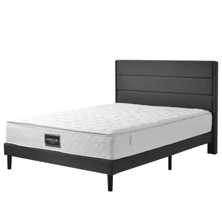 Cama de almacenamiento Cama tapizada Cama Doble hidráulica 140x200cm, colchón de látex, colchón de Muelles, somier de lámparas de Madera, somier de Estructura metálica, ropa de Cama, beige (con colchón) - 1