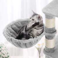 Rascador para gatos de varios niveles de 174 cm, incluye tazón de comida, postes de sisal, cesta flotante, caseta, en antracita o gris claro - details 3