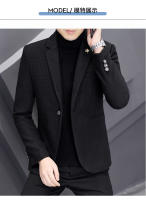Chaqueta De Moda Para Hombres Estilo Coreano Ajustada Y Elegante Para Otoño Invierno Cierre Simple Traje Casual Grueso - details 13