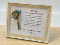 Regalo para los padres madre marco con mensaje y ramo de flores naturales preservadas y secas detalle para bodas aniversario día de la madre marco de madera con mensaje de agradecimento a nuestra madre padres - details 8