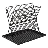 MAXHOME-Escurridor plegable de PP y metal de 2 alturas,Dimensiones : L. 42,5 x P. 37,5 x H. 33 cm - details 0
