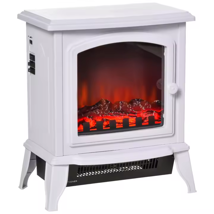 HOMCOM Chimenea Eléctrica Portátil 1000/2000W con Llama Simulada Termostato Ajustable y Protección Sobrecalentamiento para Salas de hasta 25 m² 36,5x24x45,5 cm - 1