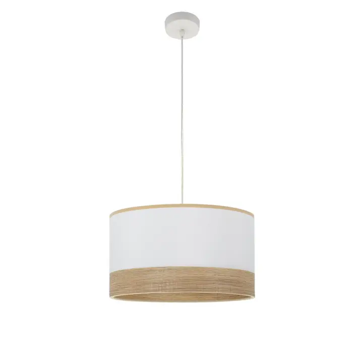 Fabrilamp - Colgante Olga 1xe27 Blanco/blanco-mad.clara Regx40x40 Cm - 1