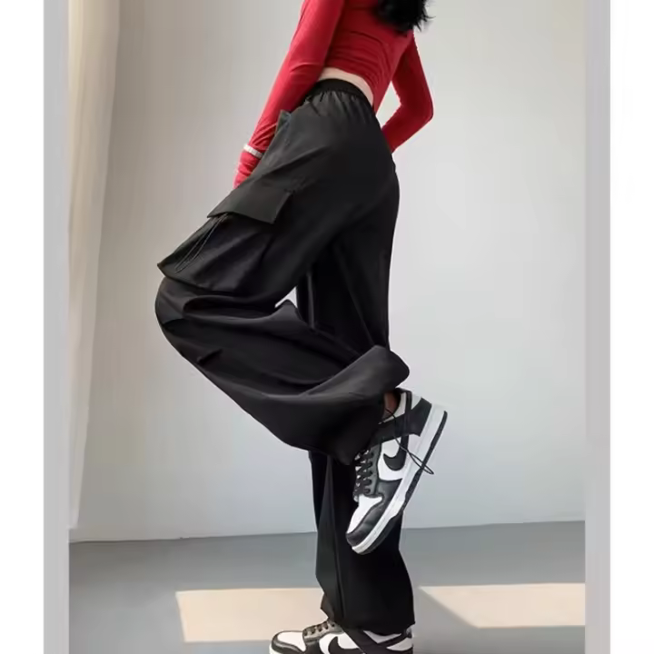 Pantalones Deportivos Casual Para Mujer Con Pierna Ancha Algodón Quick-Dry Cintura Alta Pantalones De Correr Al Aire Libre Pantalones De Baile Sueltos - 1