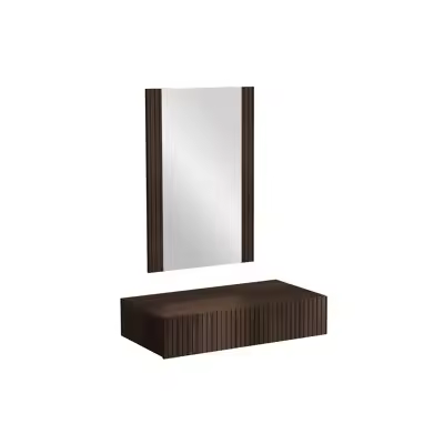 Tocador Charlotte V108, Muebles ES, Espejo, Nogal, 80 x 17 x 42cm - 1