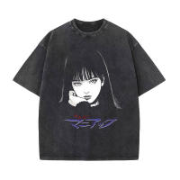 Camiseta De Algodón Lavada Anime Para Hombres Y2K Con Gráficos De cómicThriller Kawakami Tomie Estilo Hip Hop Streetwear Unisex - details 1
