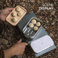 Caja De Almuerzo Para Camping 1609-W Con Red De Funda Y Hoja De Almíbar De Acero Inoxidable Grueso Para Picnic Al Aire Libre - details 3