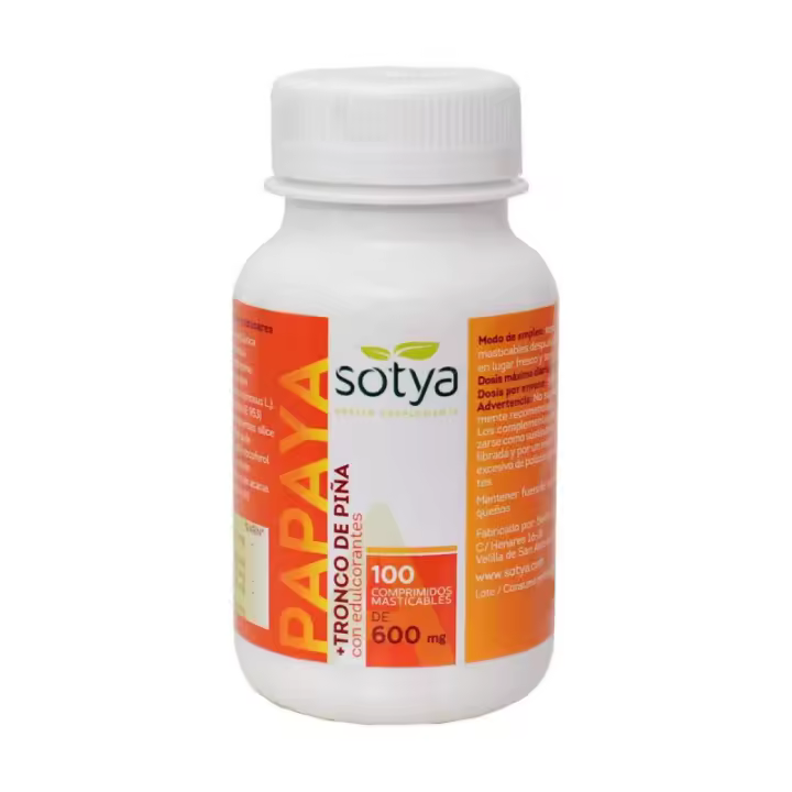 SOTYA PAPAYA 600 MG 100 COMPRIMIDOS MASTICABLES - 1