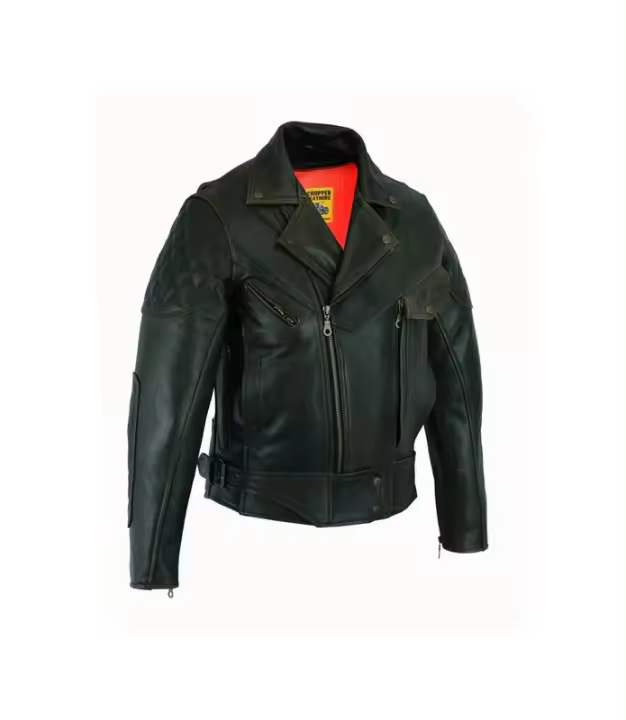 Chaqueta de piel para hombre negra OSX Biker Jacket BLK 1168 hueco protecciones - 1