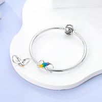 Encantos De Cocodrilo Plateado En Plata Con Dibujo Colorido Encantos Colgantes Para Pulseras Y Collares Joyería DIY - details 1