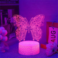 Lámpara De Noche 3D Mariposa Con Ilusión Optica Y Toque Cambio De Color Ambiental 7 Colores Para Dormitorio Luz LED ABS Fuente De Alimentación DC 5V - details 0
