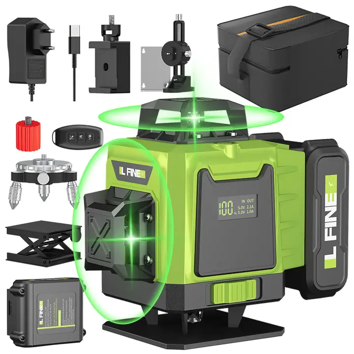 16 Lines 4D Laser Level level Green Line 360°Self-leveling Horizontal and Vertical Cross Super Powerful Green Beams Levels - 1