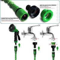 Maxia Market - Manguera de Jardín Extensible con Pistola Rociadora de 7 Funciones, Conectores de 1/2 y 3/4 Pulgadas, Manguera de Riego Flexible Resistente Ligero y Potatíl - details 1