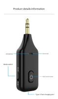 Adaptador Auxiliar Bluetooth Para Coche con Conector de 3,5mm Receptor y Transmisor RX TX Bluetooth V5.1, Kit Manos libres para Coche, transmisor Bluetooth para Estéreo, audio, radio de Coche, Coche - details 0