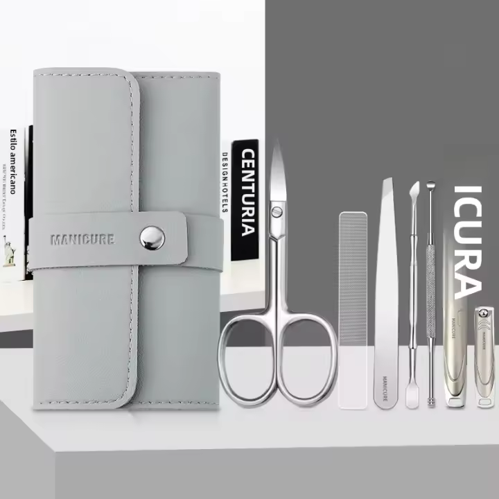 Juego De Cortauñas De Alta Calidad En Acero Inoxidable Con Bolsa Plegable Kit De Manicura Con Tijeras Regalo Para Hombres Y Mujeres - 1