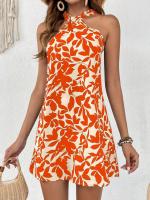 Nuevo Vestido Impreso Para Mujer Verano 2024 Hombros Descubiertos Ajustado Y Flared Falda De Rodilla Estilo Playa - details 13