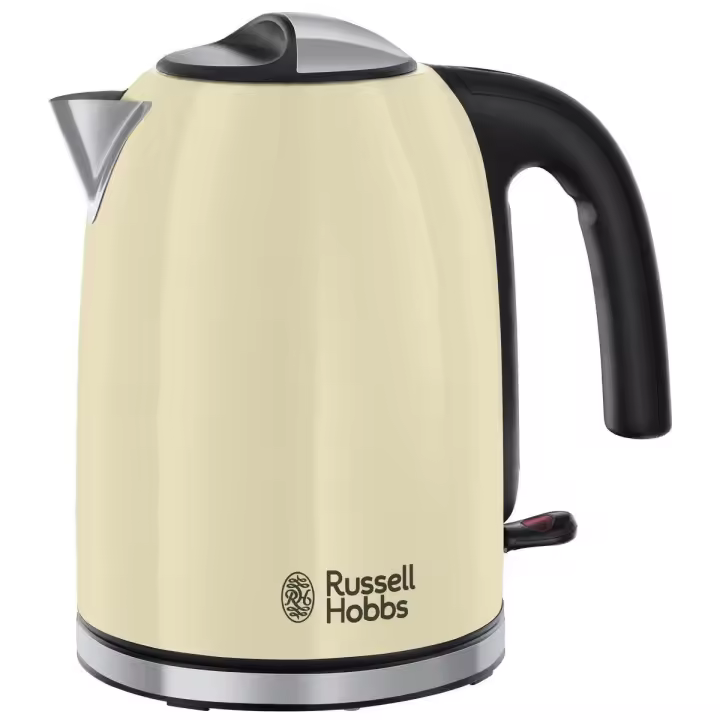 Russell Hobbs Hervidor Colours Plus crema 20415-70 - acero inoxidable, 1,7 l, zona de ebullición rápida, indicador del nivel de agua, filtro extraíble y lavable, 2400W - 1