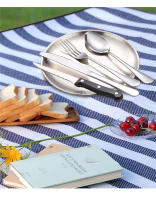 Camping cuadertos kit organizador utensilio de picnic conjunto Placa Arce inoxidable Cuchillo Tenedores pinzas senderismo 10/20 unids - details 5
