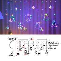 Curtain De Luces LED De Navidad Con Bola Y Cuernos De Ciervo 3.5m Decoración De Año Nuevo Para Bodas Y Fiestas 2023 Cadena De Luces De Navidad Multicolor - details 1