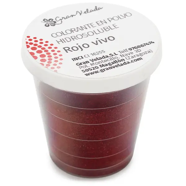 Colorante Rojo Vivo Gran Velada | Polvo Hidrosoluble | Ideal para Jabones, Geles, Cremas | Fácil de Usar | Amplia Paleta de Colores Disponible - 1