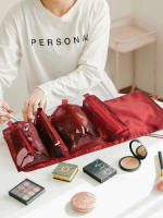 Bolsa De Maquillaje Organizadora 4 En 1 Para Mujer Con Cierre De Cremallera Y Malla Gran Capacidad Bolso De Cosméticos Plegable Portátil Para Viaje Y Almacenamiento - details 4