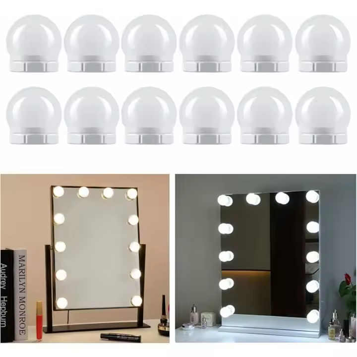 ZP Luz De Espejo 12 Bombillas De Hollywood, Lámpara De Maquillaje Usb With Interceptor Y Cable (Ajustable), 3 Colores Y 10 Brillos, Adhesivo De Luz De Noche Led Para Espejo - 1