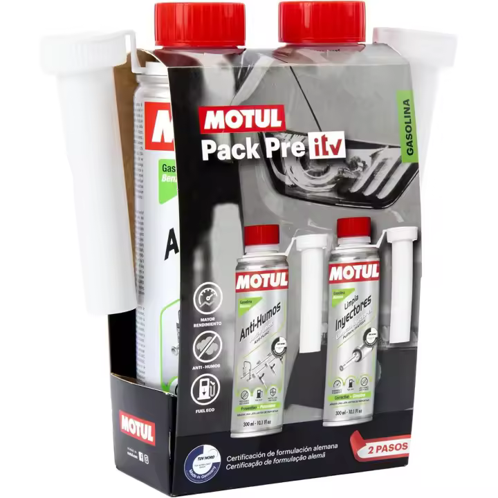 Motul Pack Pre-itv Gasolina 300x2ml - Limpieza Profunda - Reducción Emisiones - Mantenimiento Vehículo - 1