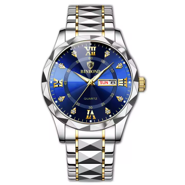 Reloj De Pulsera De Cuarzo Para Hombre BINBOND B2521 Lujo Moda Negocios Impermeable Con Fecha Y Sección Deportiva Reloj De Pulsera Masculino De Acero Inoxidable - 1
