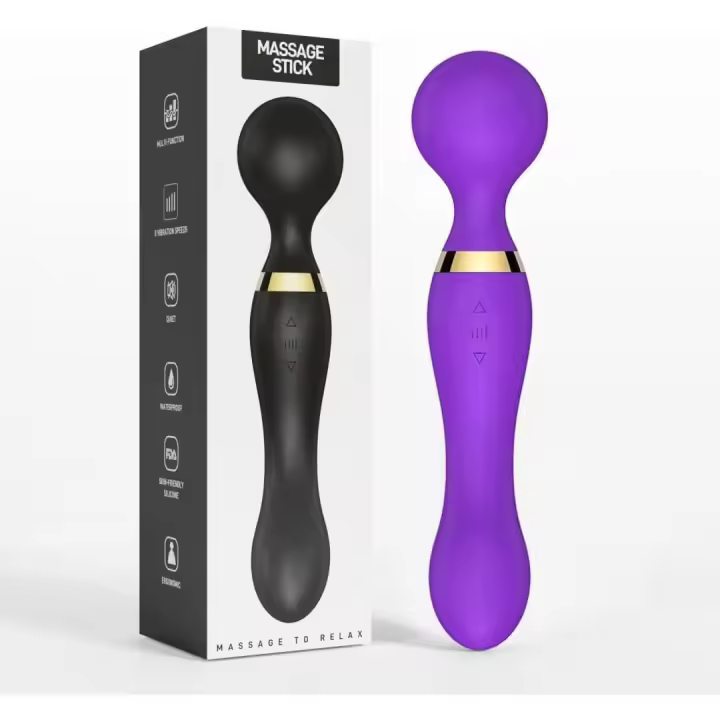 Masajeador Doble Función Varita Mágica Hitachi y Plug color Morado Impermeable 20 modos de vibración 8 velocidades Bala 2 en 1 Silicona duradera suave Motor Dual Recargable - 1
