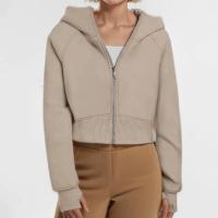 Sudadera con capucha para mujer, holgada, de manga larga, corta, informal, con forro polar y cremallera, chaqueta Kpop, ropa con capucha - details 9