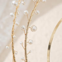 Diadema De Ángel Para Novia Dorada Con Halo Y Perlas Diadema De Diósisa Para Mujeres Y Niñas Adorno Elegante Para Bodas Y Fotografías - details 4
