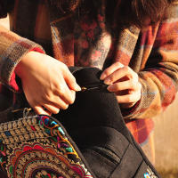 Mochila De Lona Para Mujer Diseño Artístico Vintage Con Bordado Floral Gran Capacidad Para Escuela Y Viajes Bolsa De Hombro - details 6