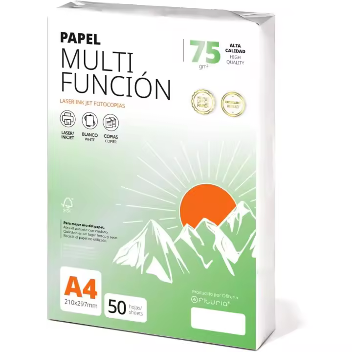 Folios a4 75gr 50 hojas, Papel Multiusos para Impresora, Folios para Impresoras Láser y de Inyección, Fotocopiadora, Para uso Oficina, Material Escolar, Paquete de folios - Ofituria - 1