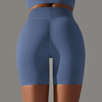 Shorts De Yoga De Cintura Alta Con Control De Abdomen Leggings De Fitness Con Rayas Resistentes Al Agachamiento Shorts De Entrenamiento Sin Costuras - details 7