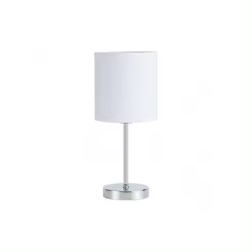 FABRILAMP Lámpara de Mesa Sobremesa Chanza 1xe14 Cromo con Pantalla Blanca 37x16x16 Cm - Diseño Elegante - 1