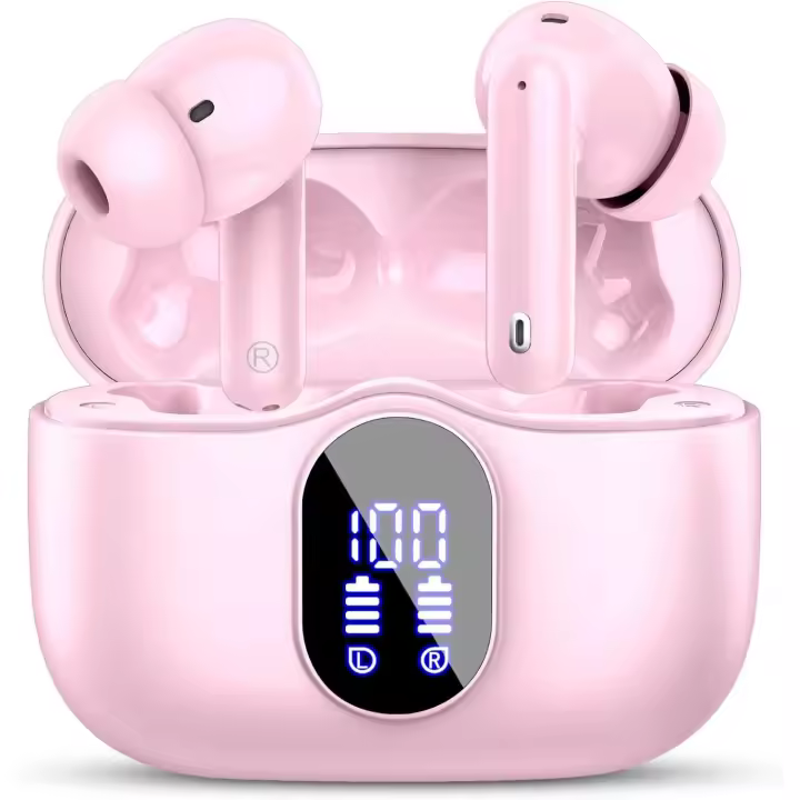 Auriculares Inalámbricos, Bluetooth 5.3, con Micrófono HD, Pantalla LED Estéreo HiFi, Cancelación de Ruido, Controladores Dinámicos de 13 Mm, Auriculares Impermeables IP7 - 1