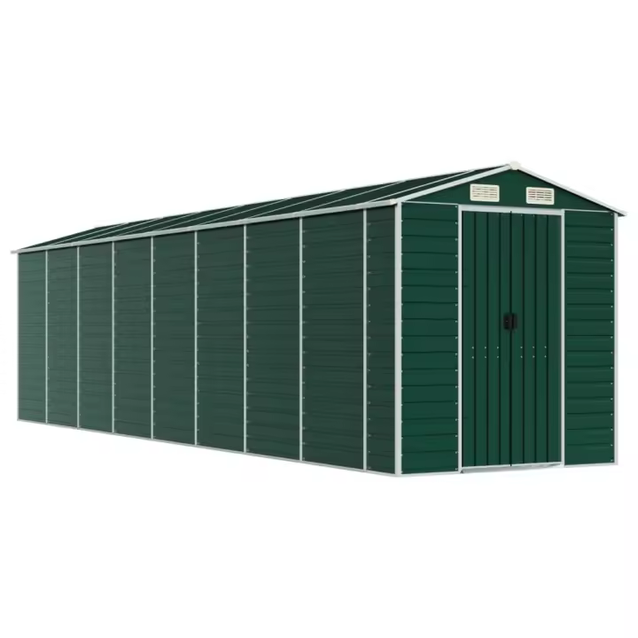 Cobertizo de jardín acero galvanizado verde 191x725x198 cm Decoración de muebles de jardín al aire libre - 1