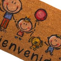 DISTRIBUX Felpudo Bienvenidos familia Para Puerta Entrada de Casa Base Goma Antideslizante Material Fibra de Coco 100% Natural Decoración Hogar 40 x 70 cm Alfombrilla Fibra de Coco Original y Divertida - details 2