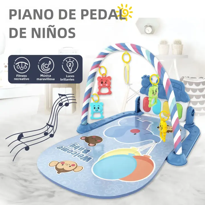 Teclado De Pedal Para Bebés Juguete De Aprendizaje Para Niños Y Niñas Plástico Seguro Para Nuevos Nacidos Juego De Piano Con Pedal Y Pad De Subida - 1