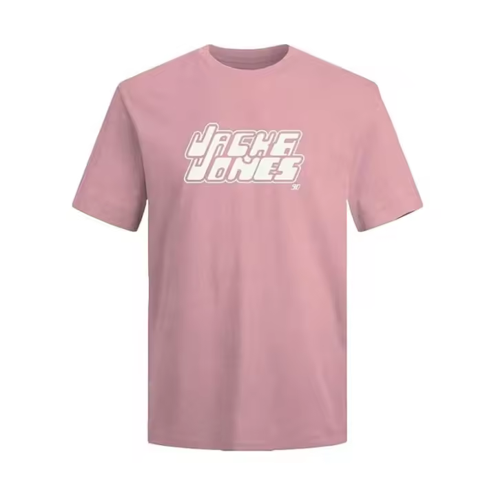 Jack&Jones – Hombre – Rosa – Camiseta Manga Corta, Print Central, Algodón, Corte Regular - 1