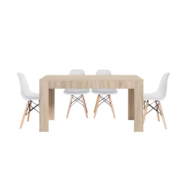 Mesa de Comedor o Cocina Cambria + 4 Sillas Estilo Nordico Blanco - 1