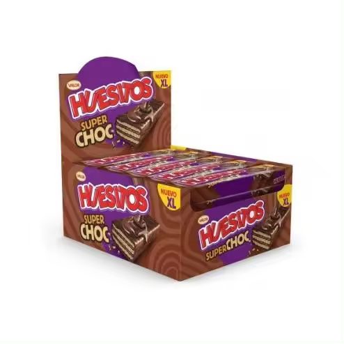 Valor Huesitos Super Choc 25 Unidades de 46 g, Crujiente Barrita de Barquillo Cubierto de Chocolate con Leche y con Relleno de Cacao. - 1