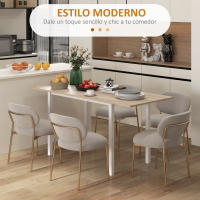 HOMCOM Mesa de Comedor Extensible para 4-6 Personas Mesa de Cocina Moderna  con Patas de Acero para Salón Comedor 160x70x76 cm Madera Natural - details 3