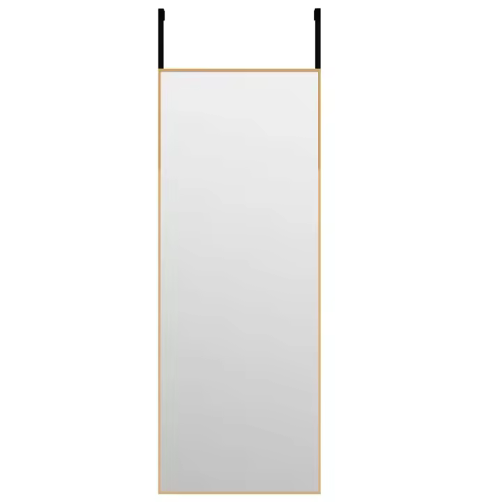 Espejo de Puerta Cristal y Aluminio Negro 30x80 cm, Espejo de maquillaje - 1