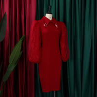 Vestido Elegante Para Oficina Para Mujer Profesional Con Cuello En V Y Diamantes Ajustado Silueta De Saco Midi Formal Vestido De Trabajo - details 3