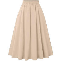 ZANZEA Falda Larga Sólida Para Mujer Vintage Cintura Alta Plisada Estilo Verano Primavera A-line Con Botones Maxi Faldas Formales Polyester - details 6