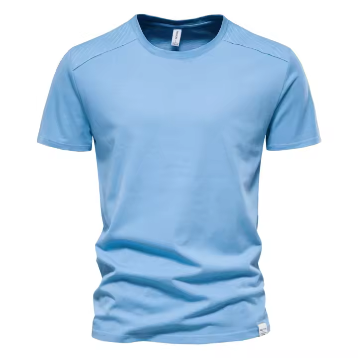 Novedad de verano japonesa, camiseta de color sólido con cuello redondo, top deportivo holgado de manga corta agradable a la piel - 1
