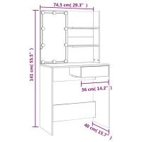 Juego de tocador con LED Madera contrachapada Blanco - details 5