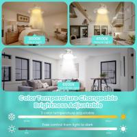 Ventilador de techo inteligente Invisible Con Luz y control remoto, 3000K-6500K, 3 Colores, regulable, base E27, Aspas retráctiles, lámpara colgante para dormitorio, estudio, iluminación de Sala - details 6